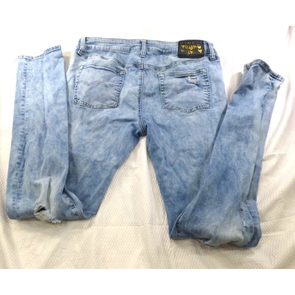 American Eagle x Young Money Mens Stacked Skinny Light Wash Distressed Jeans 36x - Picture 2 of 15